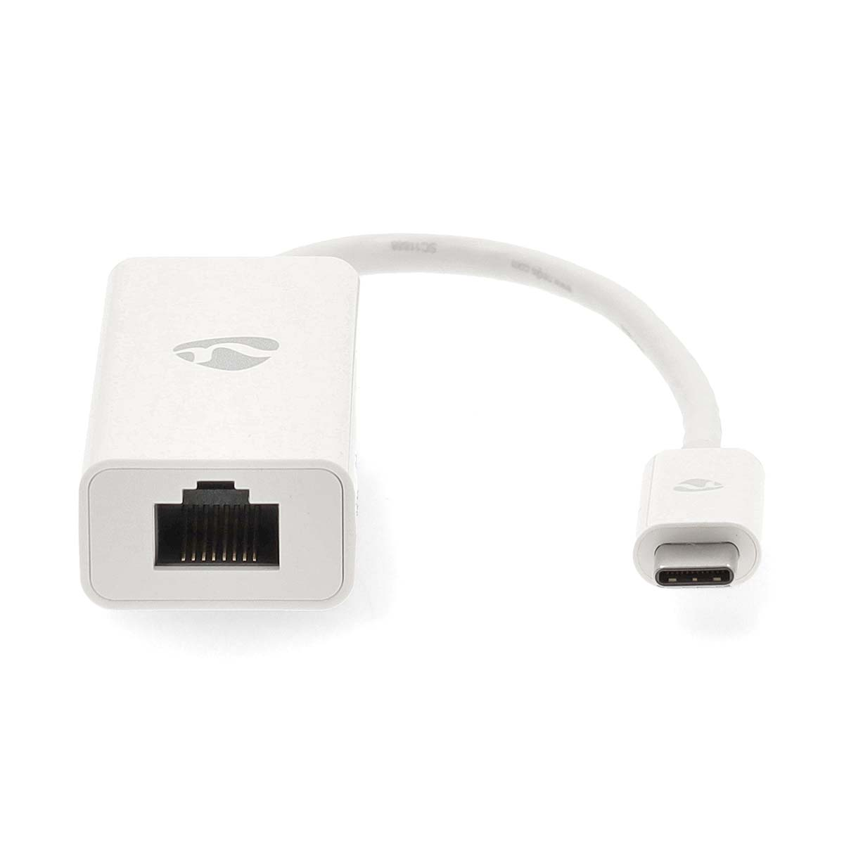 Biały adapter z portem Ethernet i złączem USB-C.