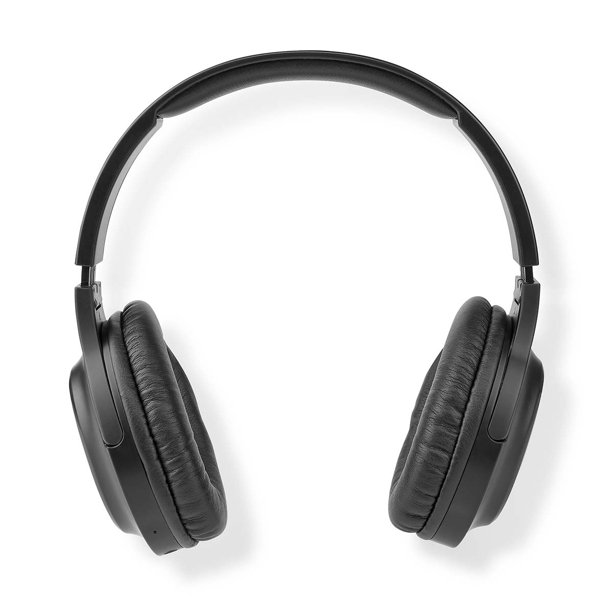 Cuffie nere, stile over-ear, su sfondo bianco.