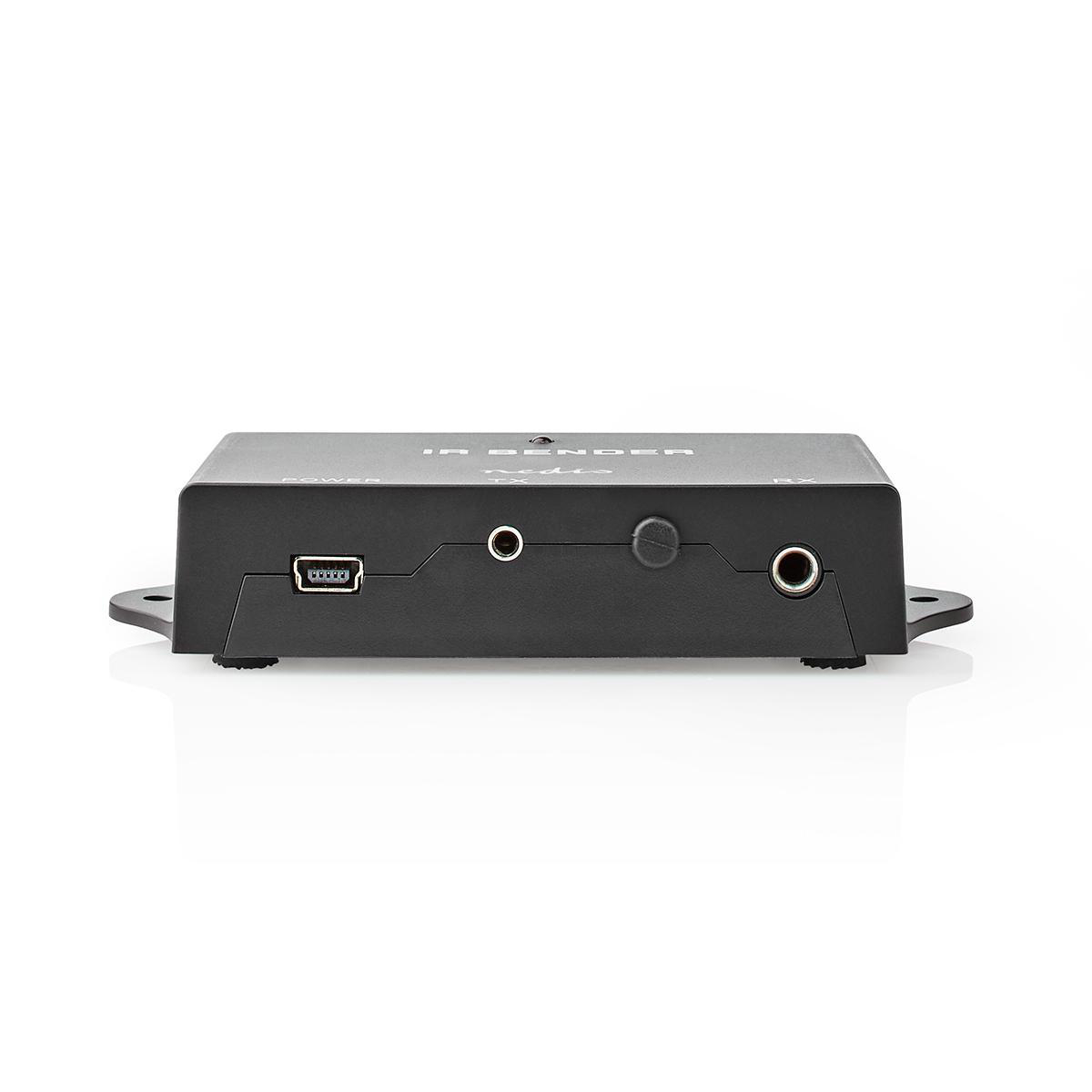 Dispositivo elettronico nero con porte. Etichettato 'IR BENDER'.