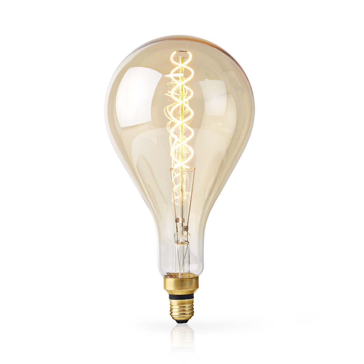A large light bulb with a spiral filament.
