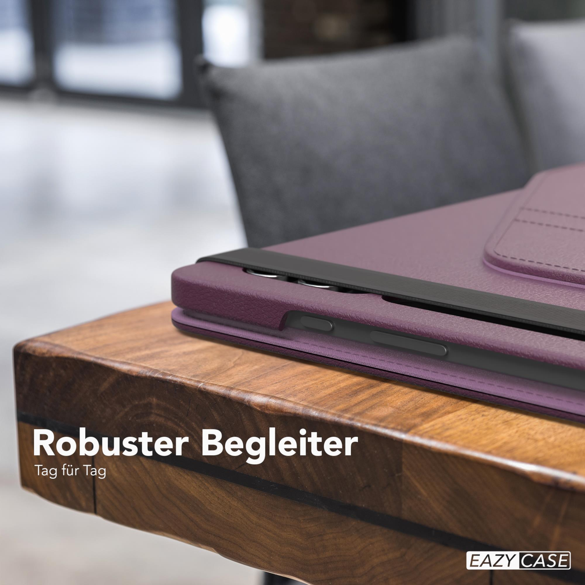 Lila Hülle auf einem Holztisch. Text: Robuster Begleiter Tag für Tag. Marke: EAZY CASE.