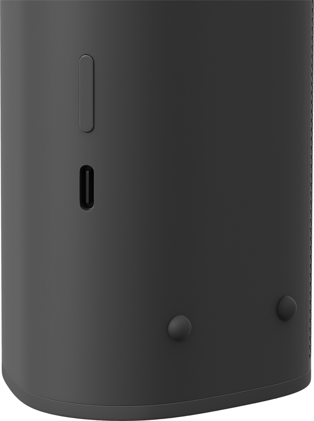 Czarny cylindryczny obiekt ze szczeliną i dwoma przyciskami.