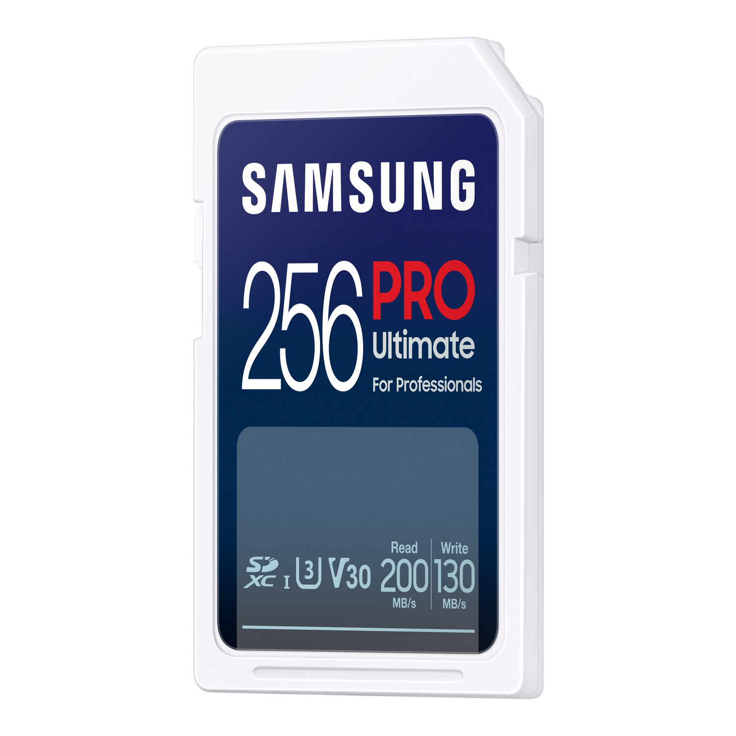 Karta pamięci z tekstem 256 PRO Ultimate. Ma logo Samsunga.