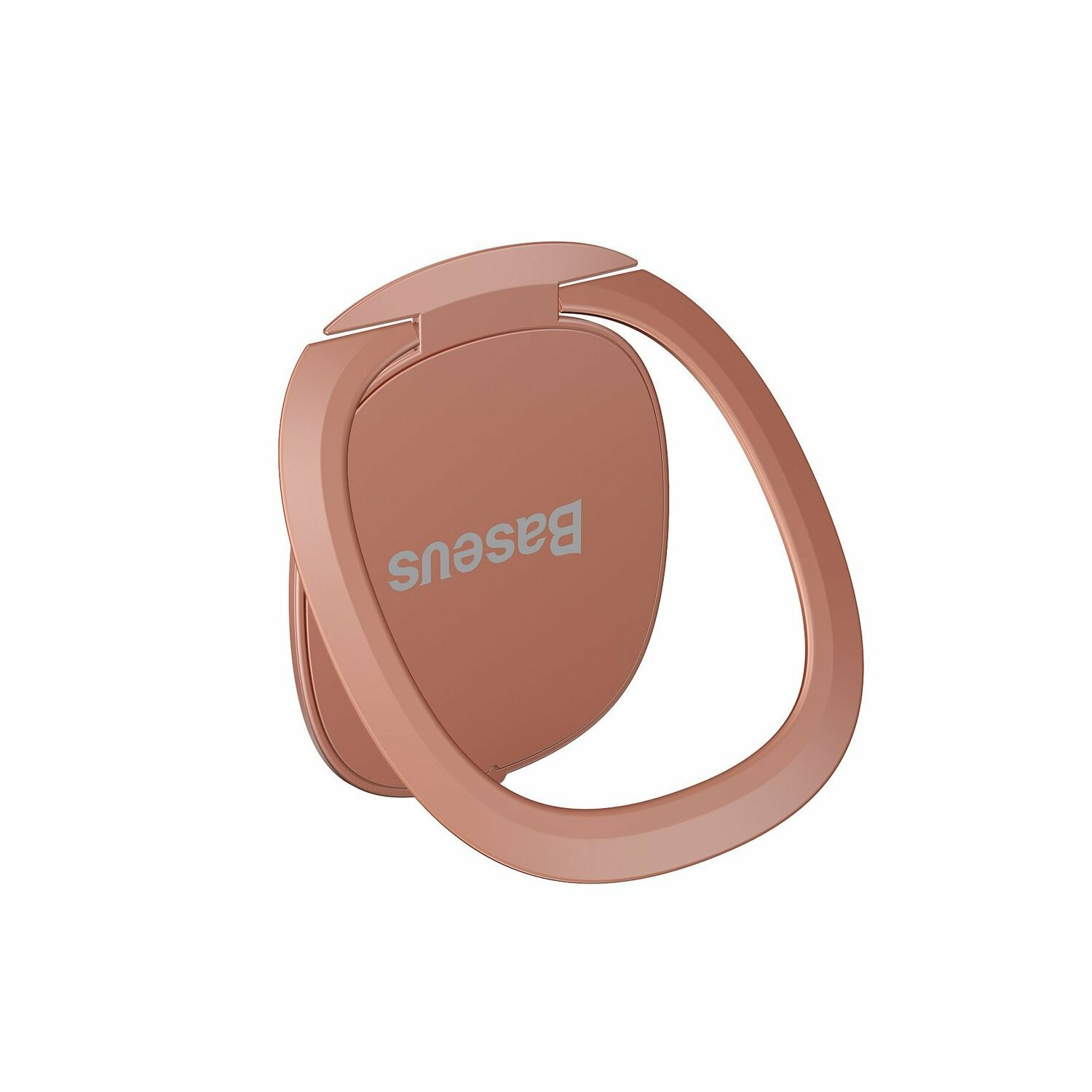 Uchwyt na pierścień do telefonu w kolorze różowego złota, o okrągłym kształcie, na białym tle.