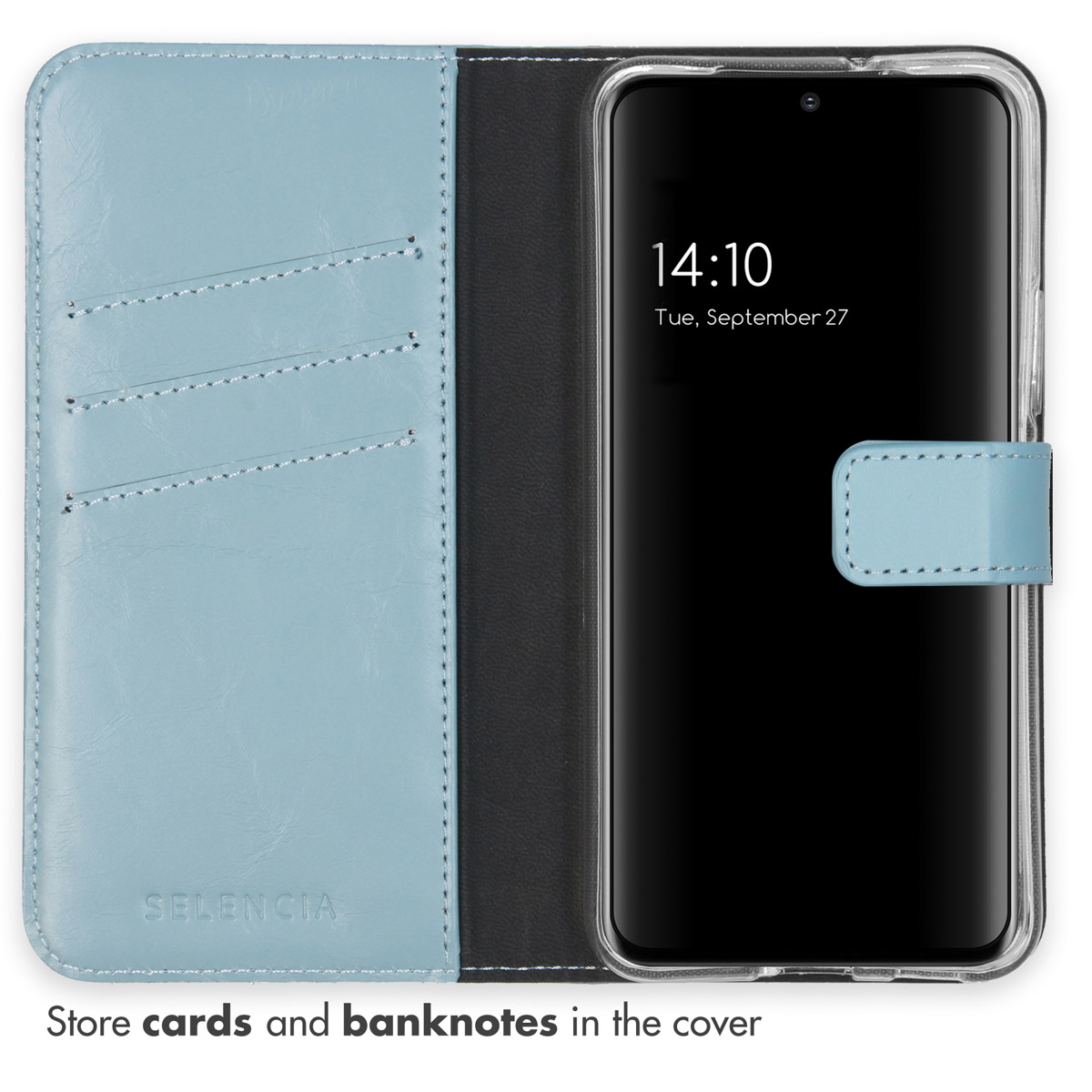 SELENCIA Coque folio compatible avec Samsung Galaxy S22 Coque voor Samsung Samsung Galaxy S22 Bleu clair