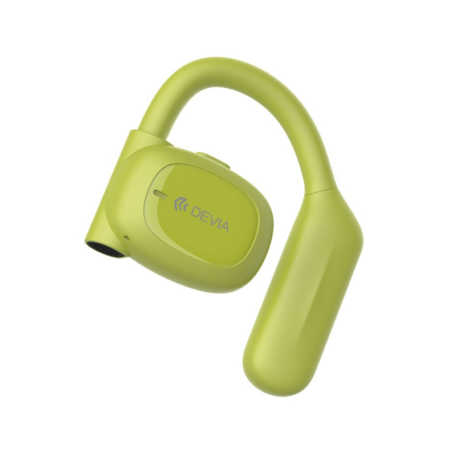 Cuffia a conduzione ossea wireless verde, design curvo, isolata.