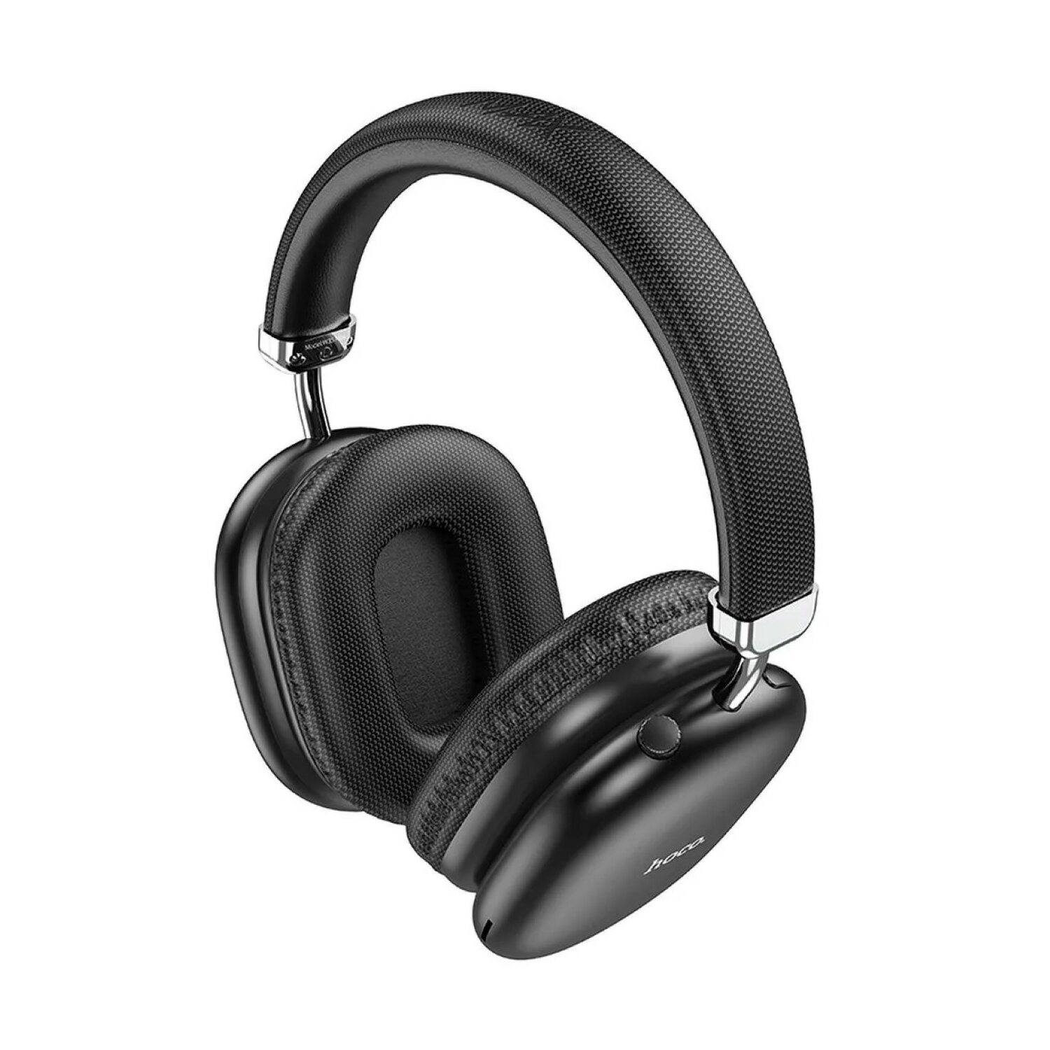 Schwarze Over-Ear-Kopfhörer mit silbernem Akzent.