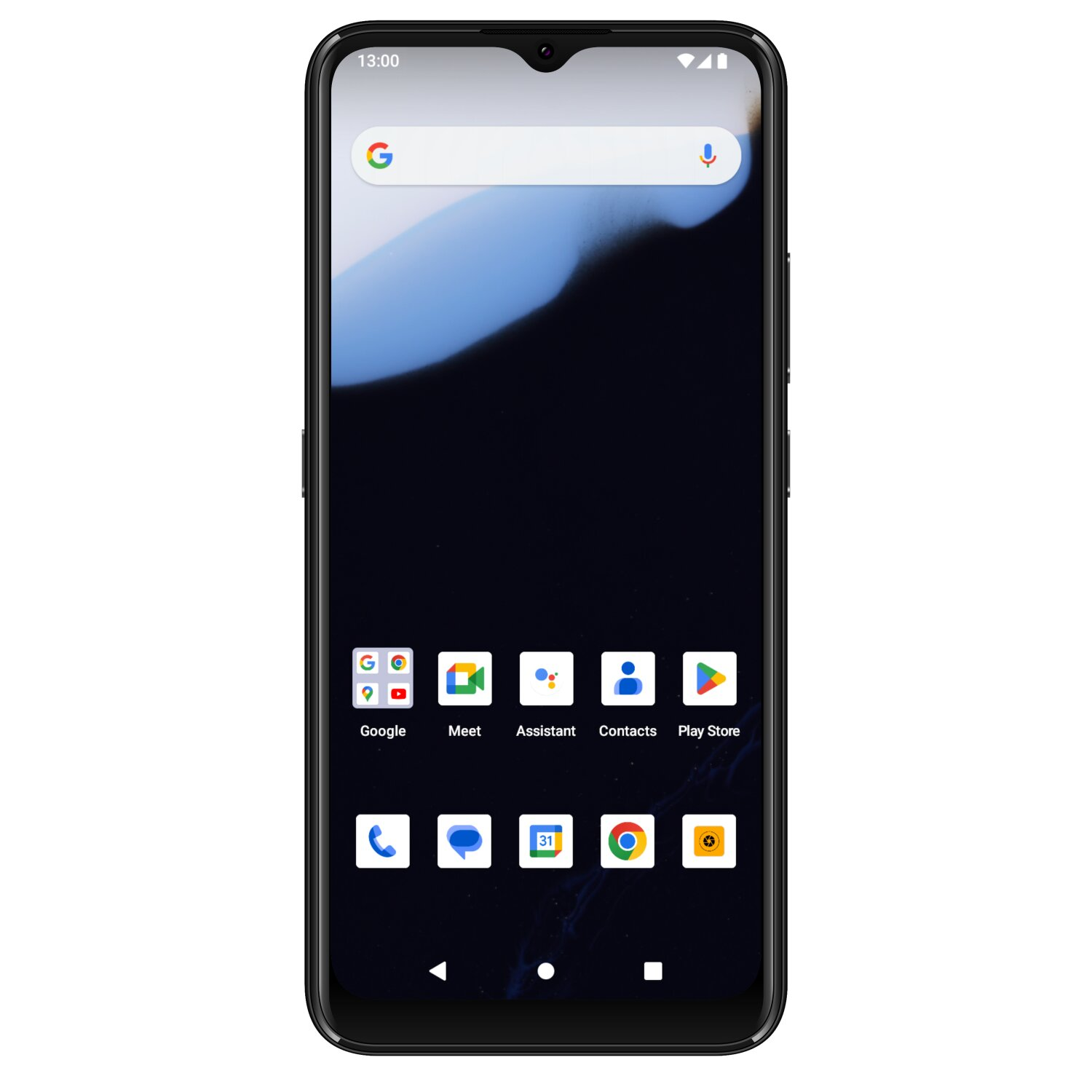 Schwarzes Smartphone mit App-Symbolen auf dem Bildschirm.