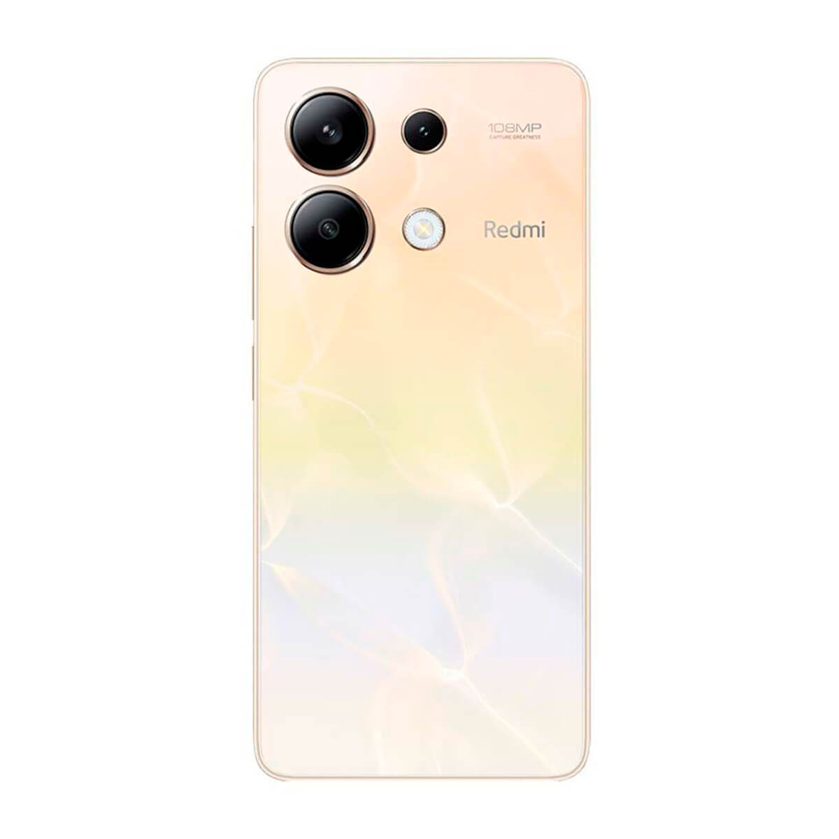 Smartphone mit goldfarbenem Farbverlauf, mehreren Kameras, Redmi-Logo.