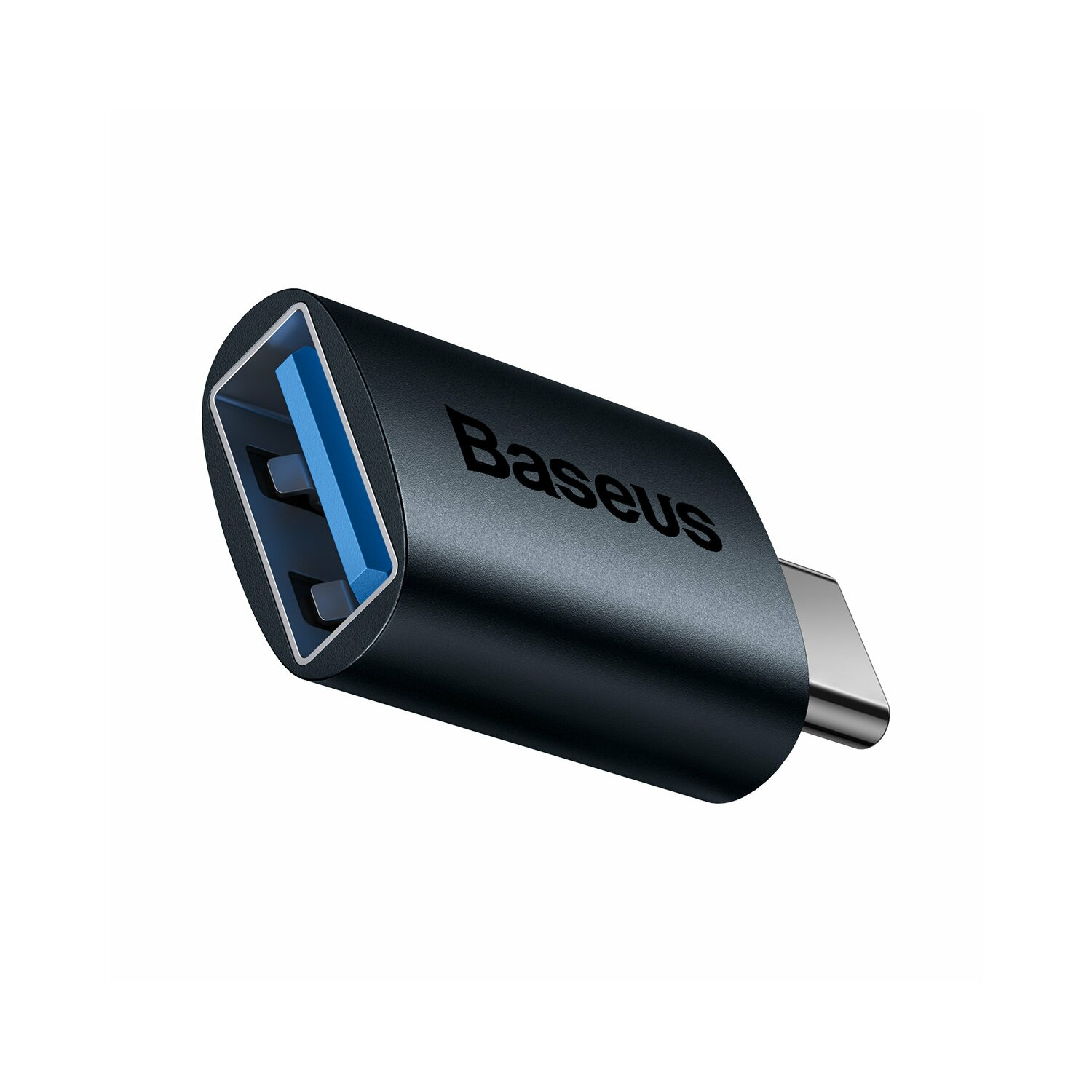 Czarny adapter USB-C na USB z logo Baseus.