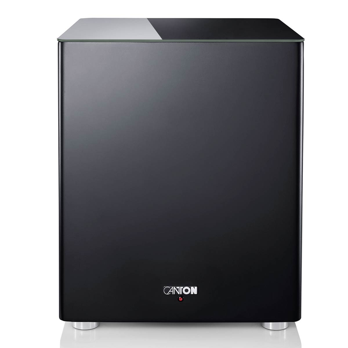 Schwarzer Subwoofer mit dem 'Canton'-Logo.