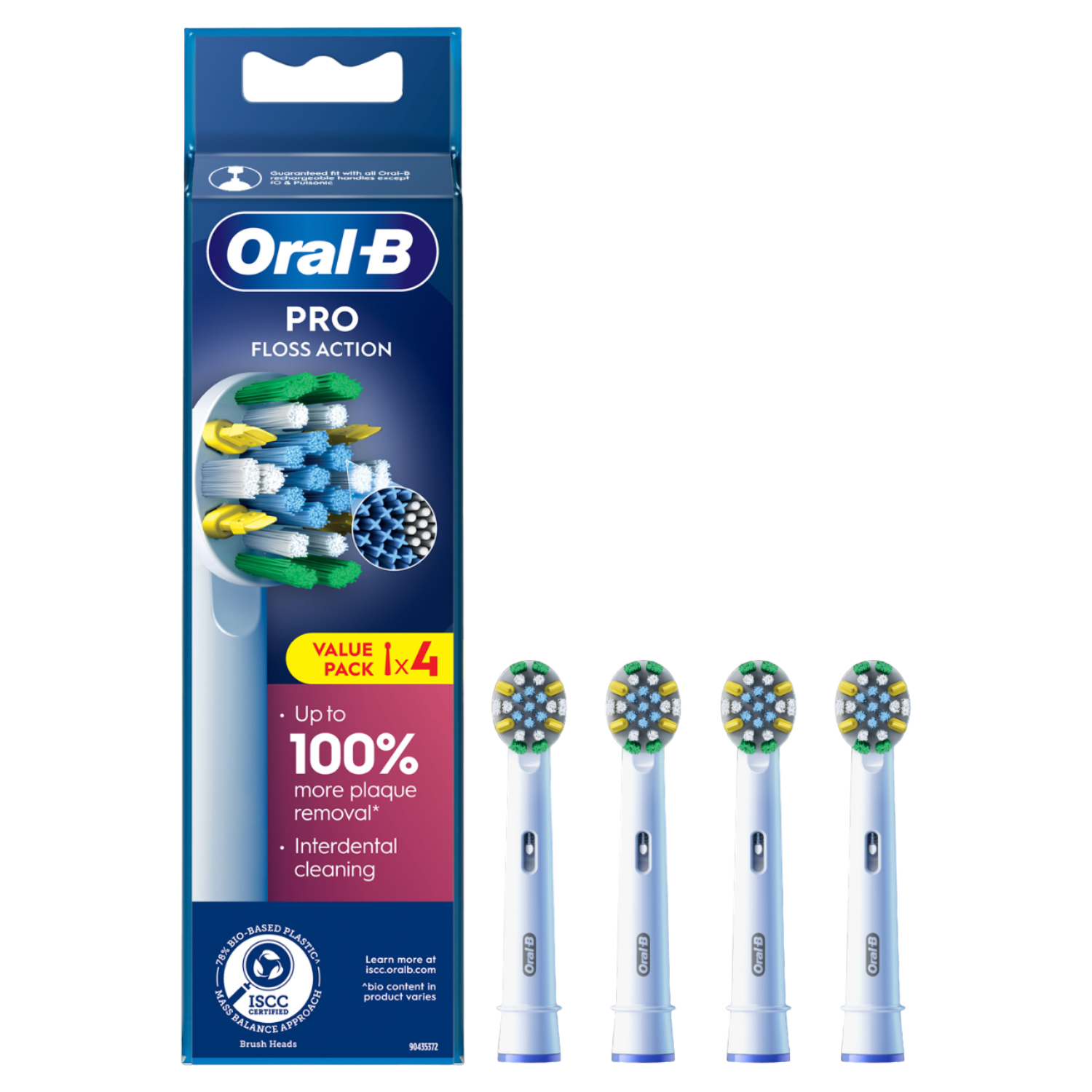 Confezione di testine per spazzolino Oral-B Pro Floss Action e confezione con dettagli del prodotto.