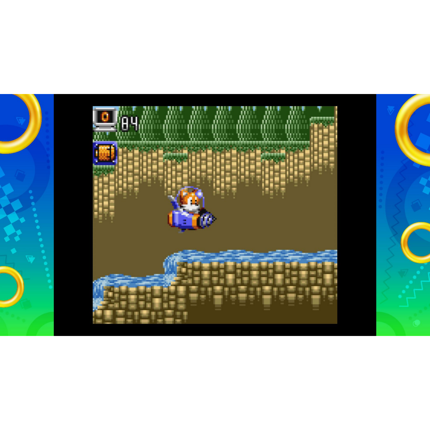 Postać Sonica lecąca w poziomie z gry wideo.