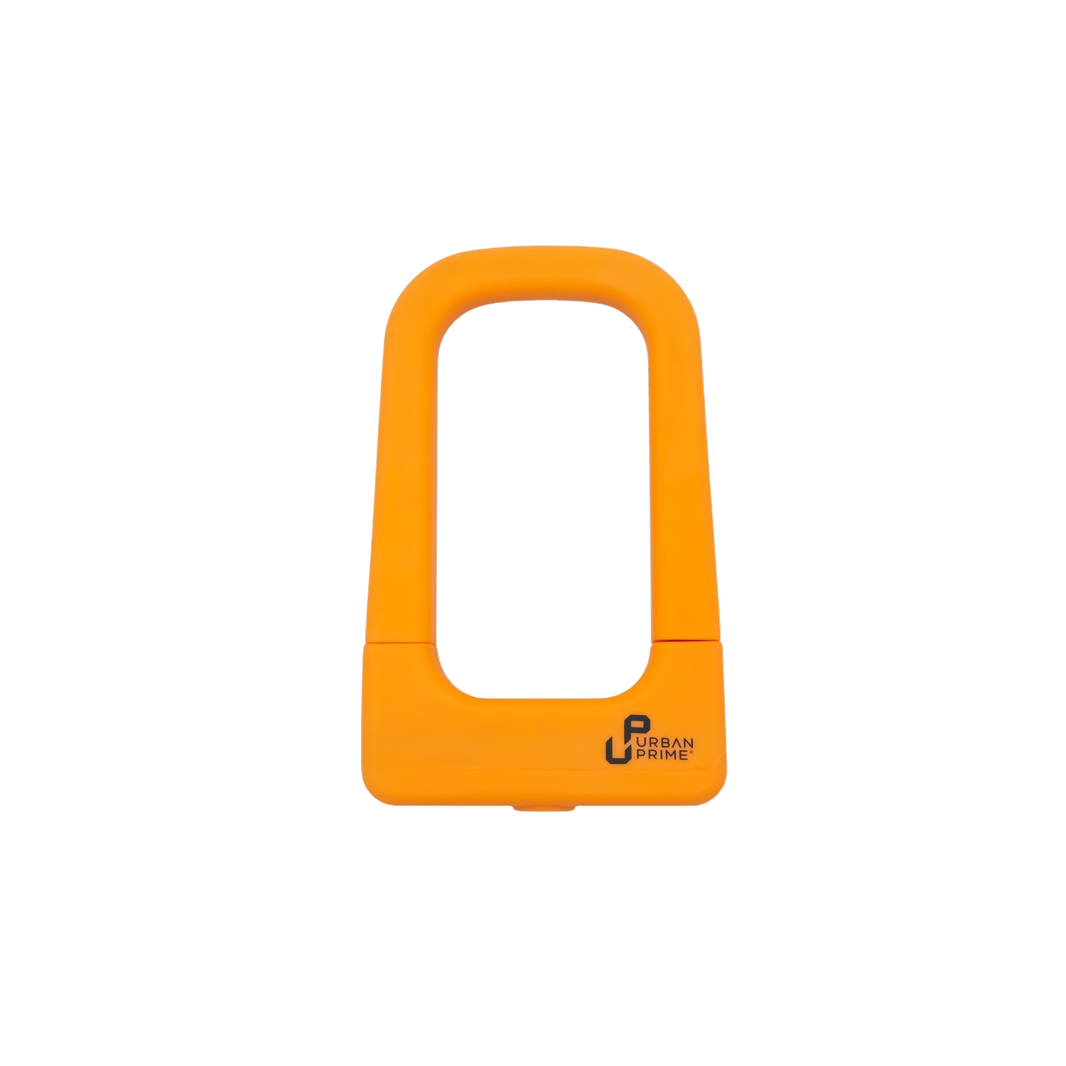 Lucchetto per bici a forma di U arancione con il logo Urban Prime.