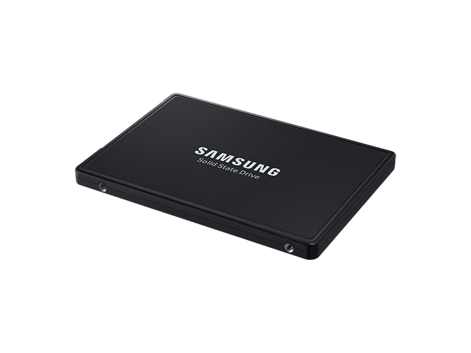 Czarny dysk SSD Samsung na białym tle.