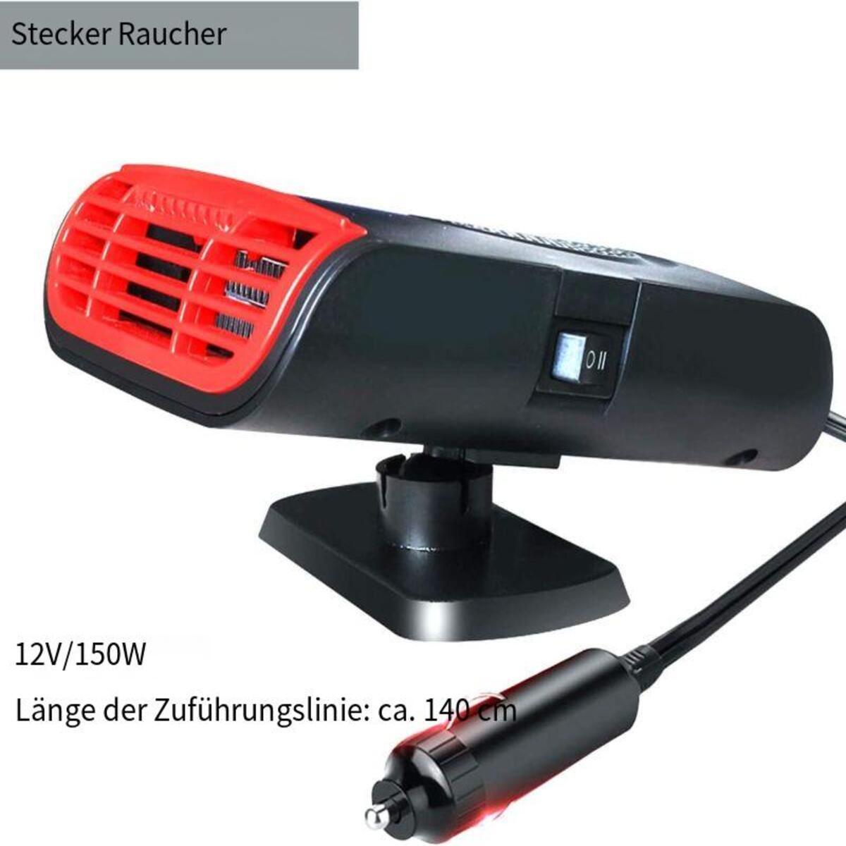 Schwarzer und roter Autoheizer, Stecker und Kabel.