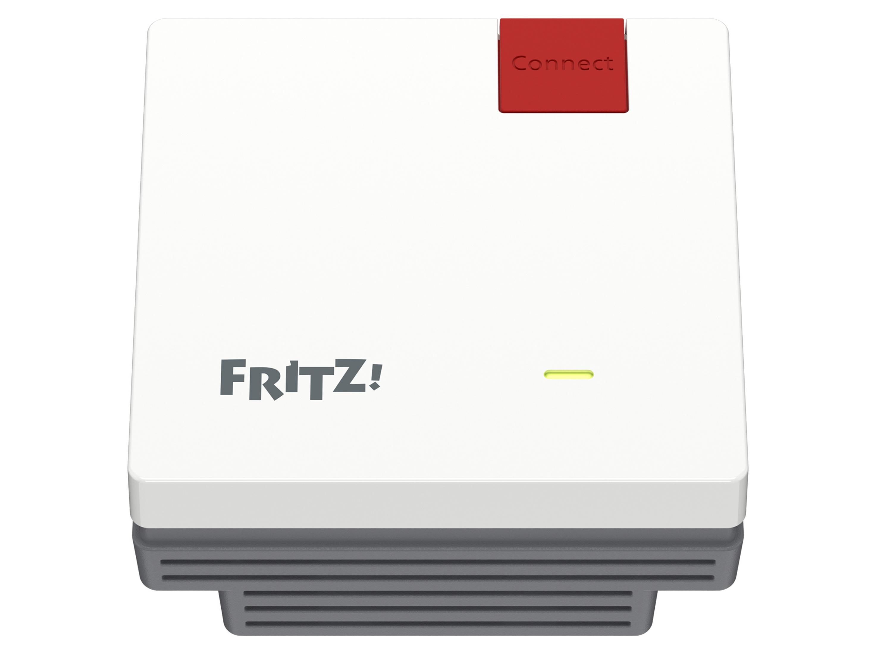 Router bianco con pulsante 'Connect' rosso e spia verde.