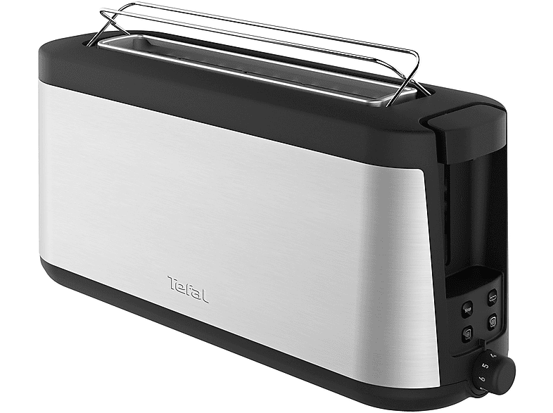Tefal TL4308 – Vista frontal detallada mostrando ranura larga y rejilla integrada