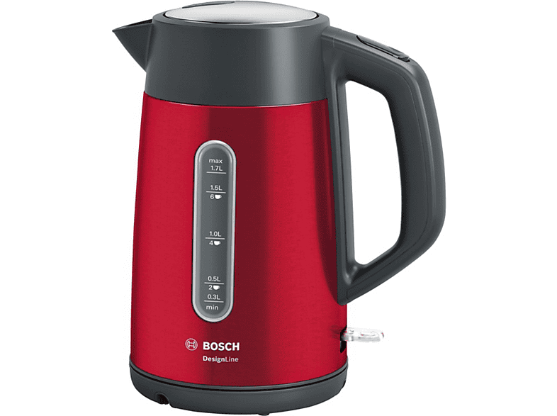 BOSCH TWK 4 P434 EDELSTAHL Wasserkocher, Rot/Grau
