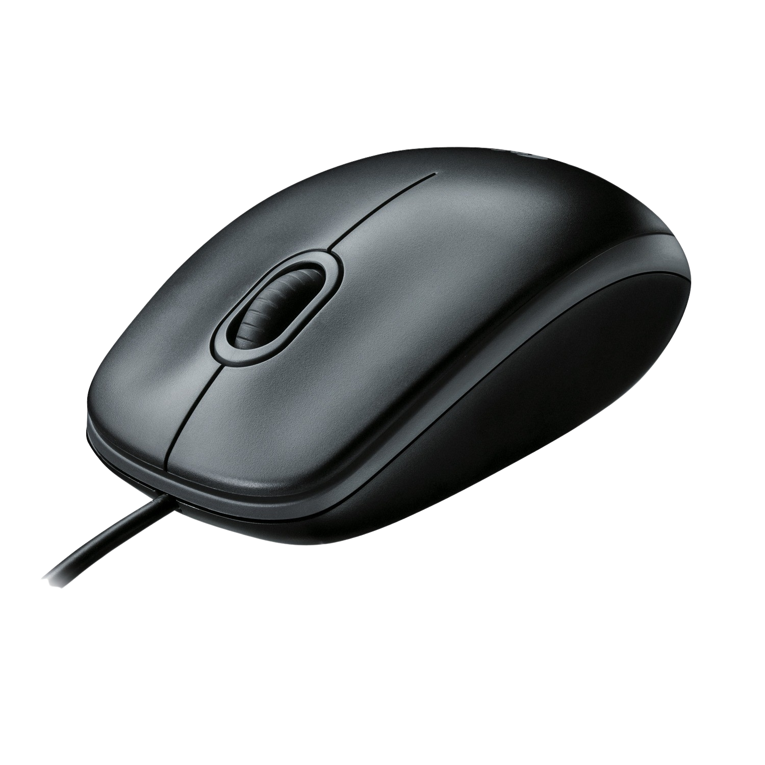 Czarna mysz komputerowa z kółkiem przewijania.