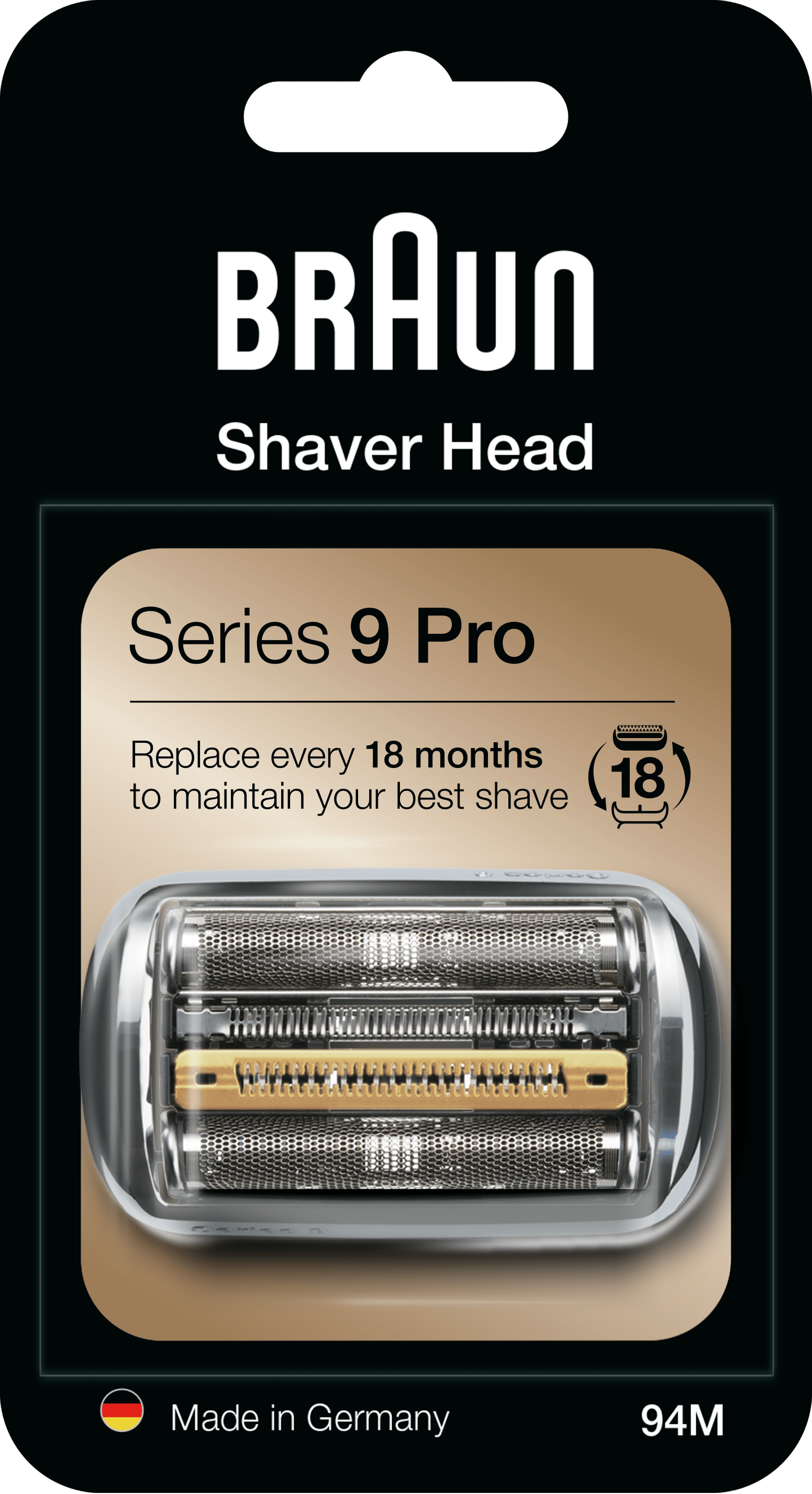 Braun Series 9 Pro Rasiererkopf-Verpackung. Enthält den Rasiererkopf.