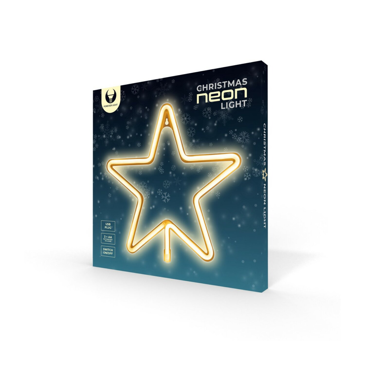 Ein Weihnachts-Neonsternlicht in einer Box.
