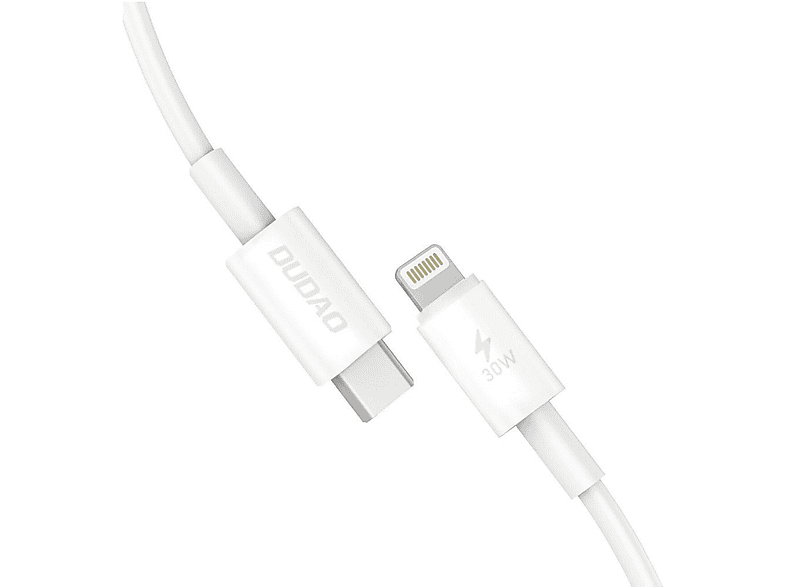 DUDAO Schnellladekabel USB C - iPhone-Anschluss 30W, Ladekabel, 1 m, Weiß