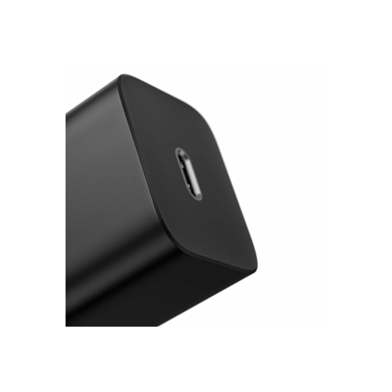 Czarna ładowarka z portem USB-C.