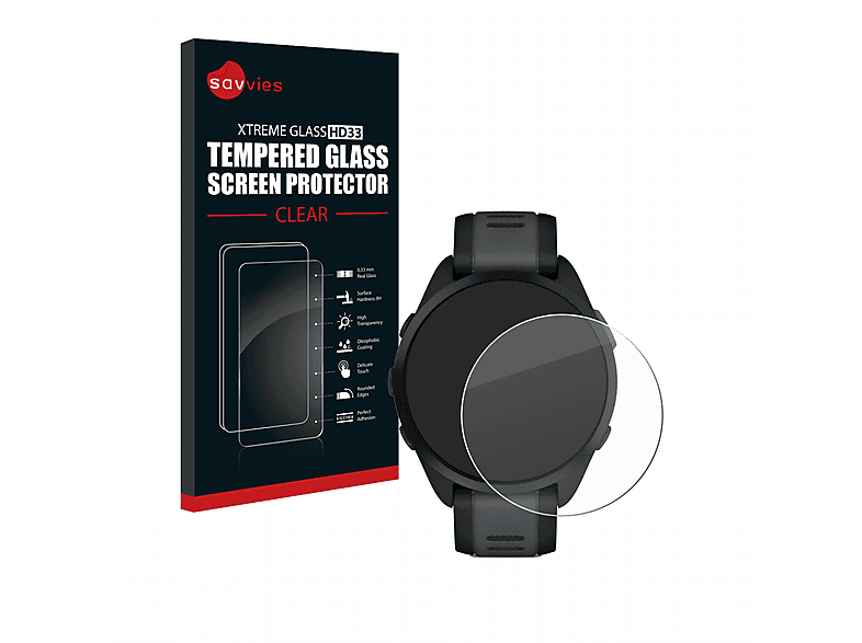 SAVVIES 9H klares Schutzglas (für Garmin Forerunner 165)