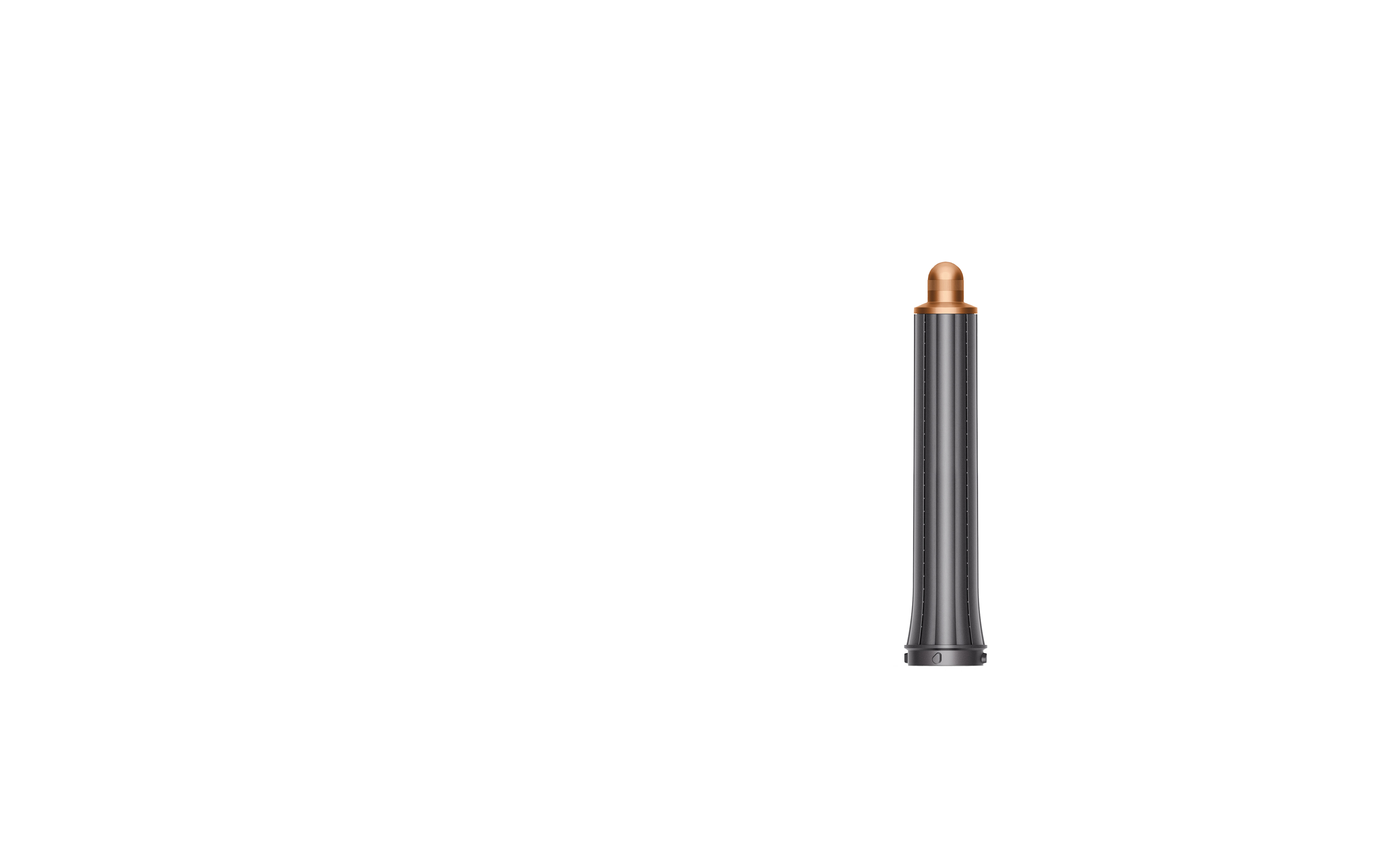 Ein schwarzer Hintergrund mit einem silbernen und goldenen Haarstyling-Werkzeug.