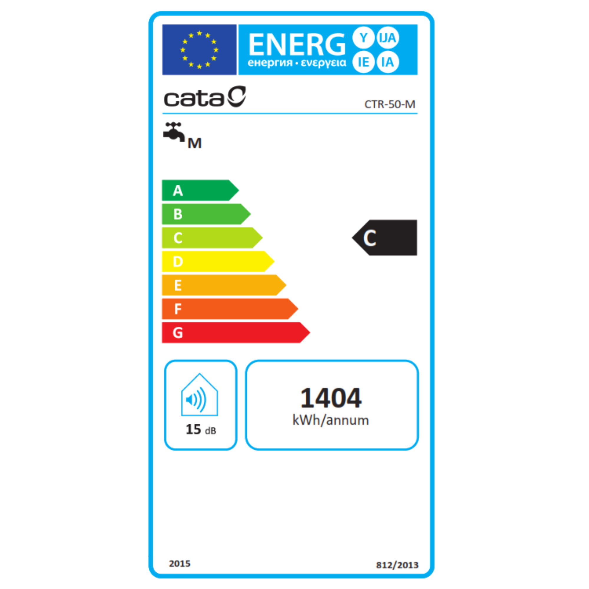 Etiqueta energética de un electrodoméstico Cata, que muestra información de eficiencia energética.