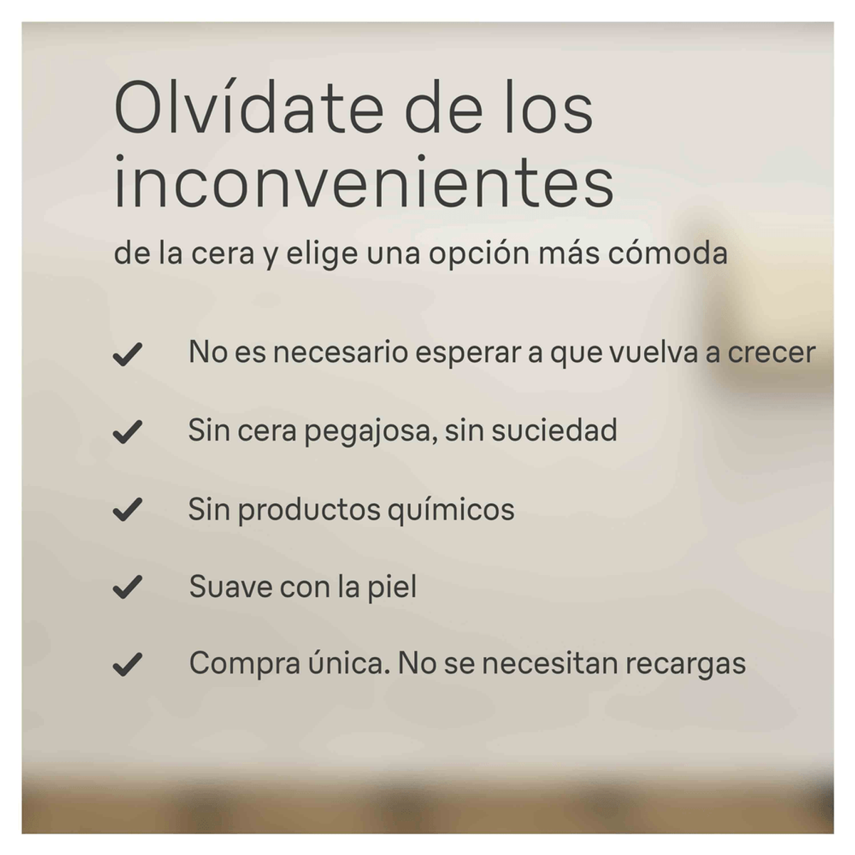 Tekst mówiący: "Zapomnij o niedogodnościach wosku i wybierz wygodniejszą opcję".