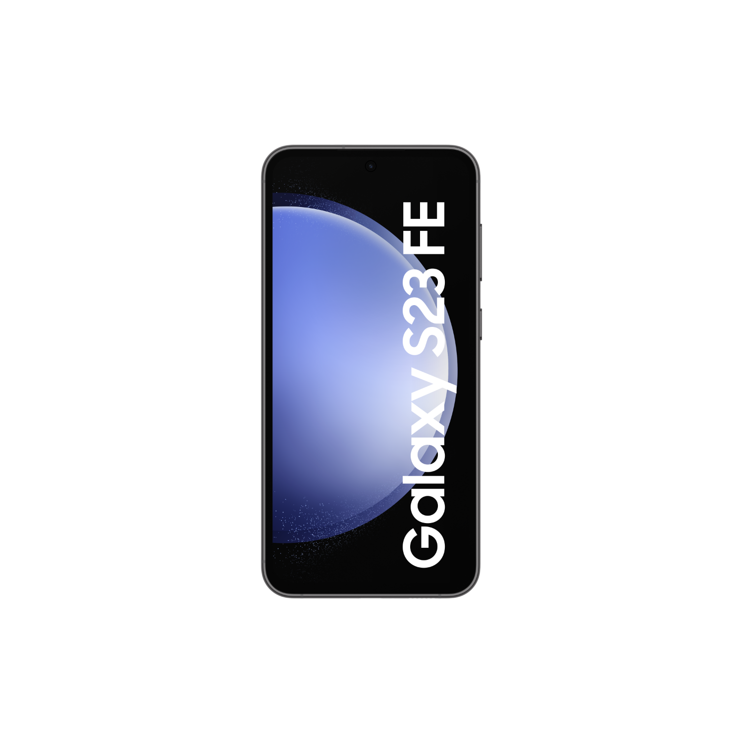 Smartfon z niebieskim tłem i napisem Galaxy S23 FE.