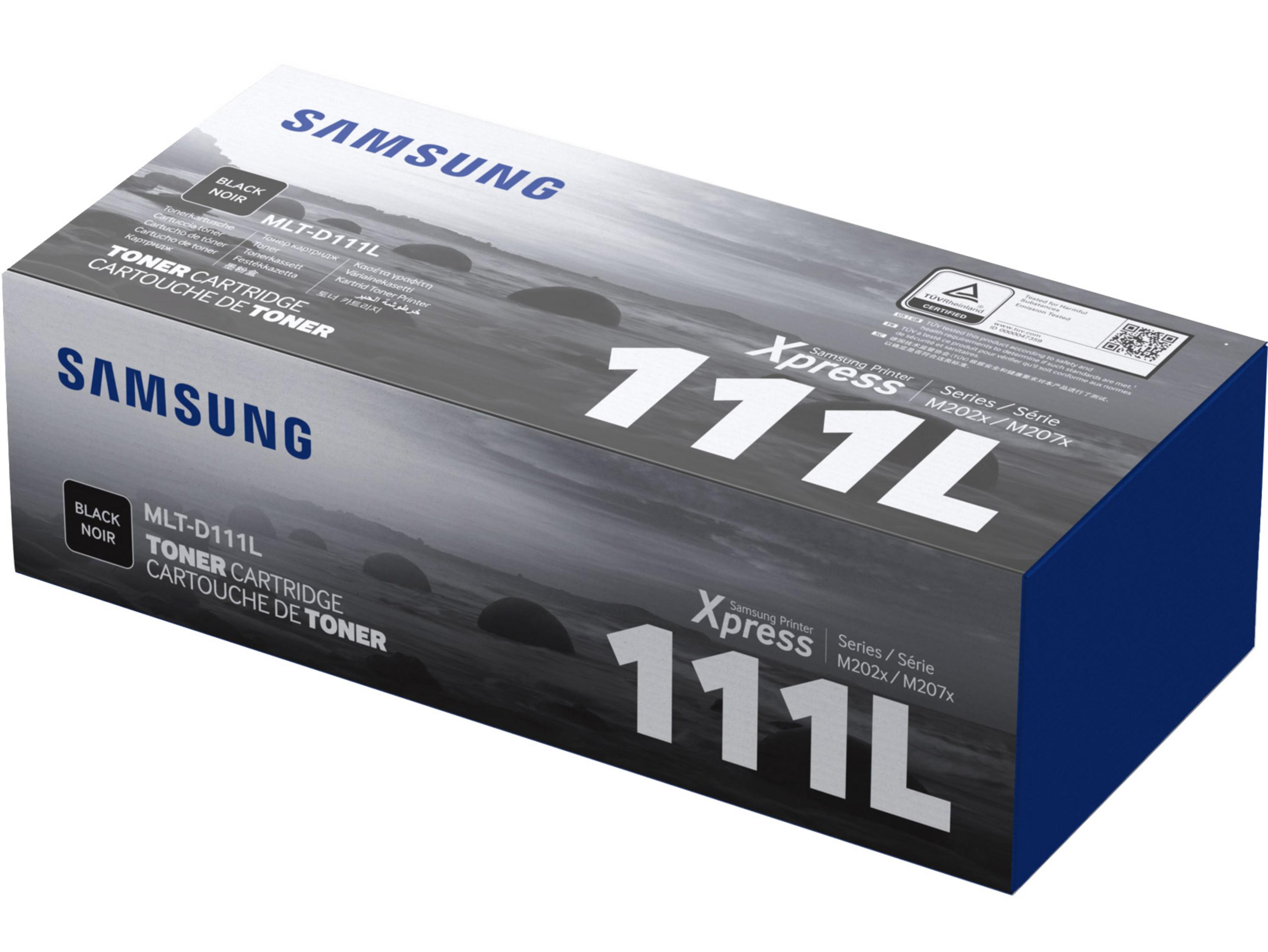 Samsung MLT-D111L zwarte tonercartridge met landschapsafbeelding.