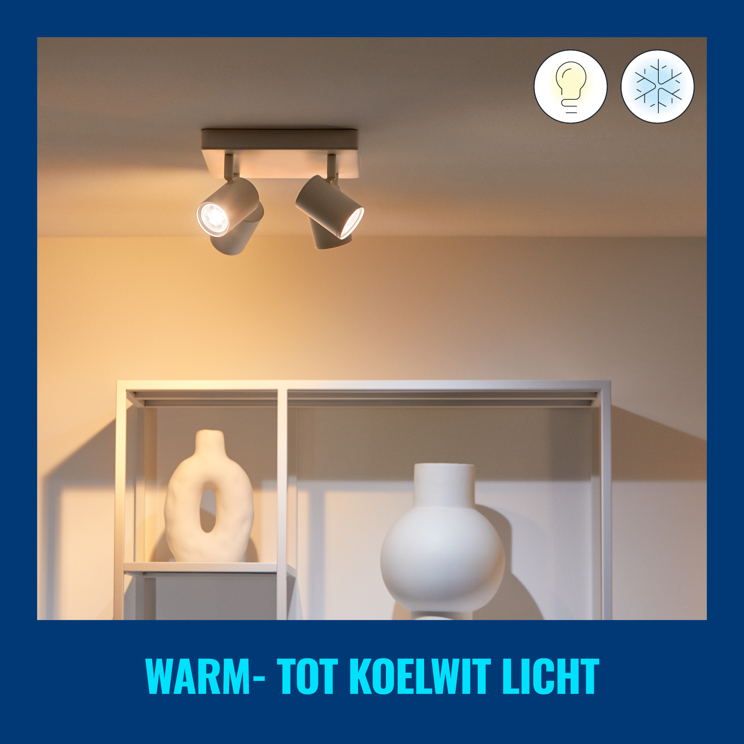 WiZ Plafondlamp Imageo - Opbouwspot - 4 spots - Gekleurd en Wit Licht - Slimme LED Verlichting - GU10 fitting - 4x 5W - Vierkant - Zwart - Wi-Fi
