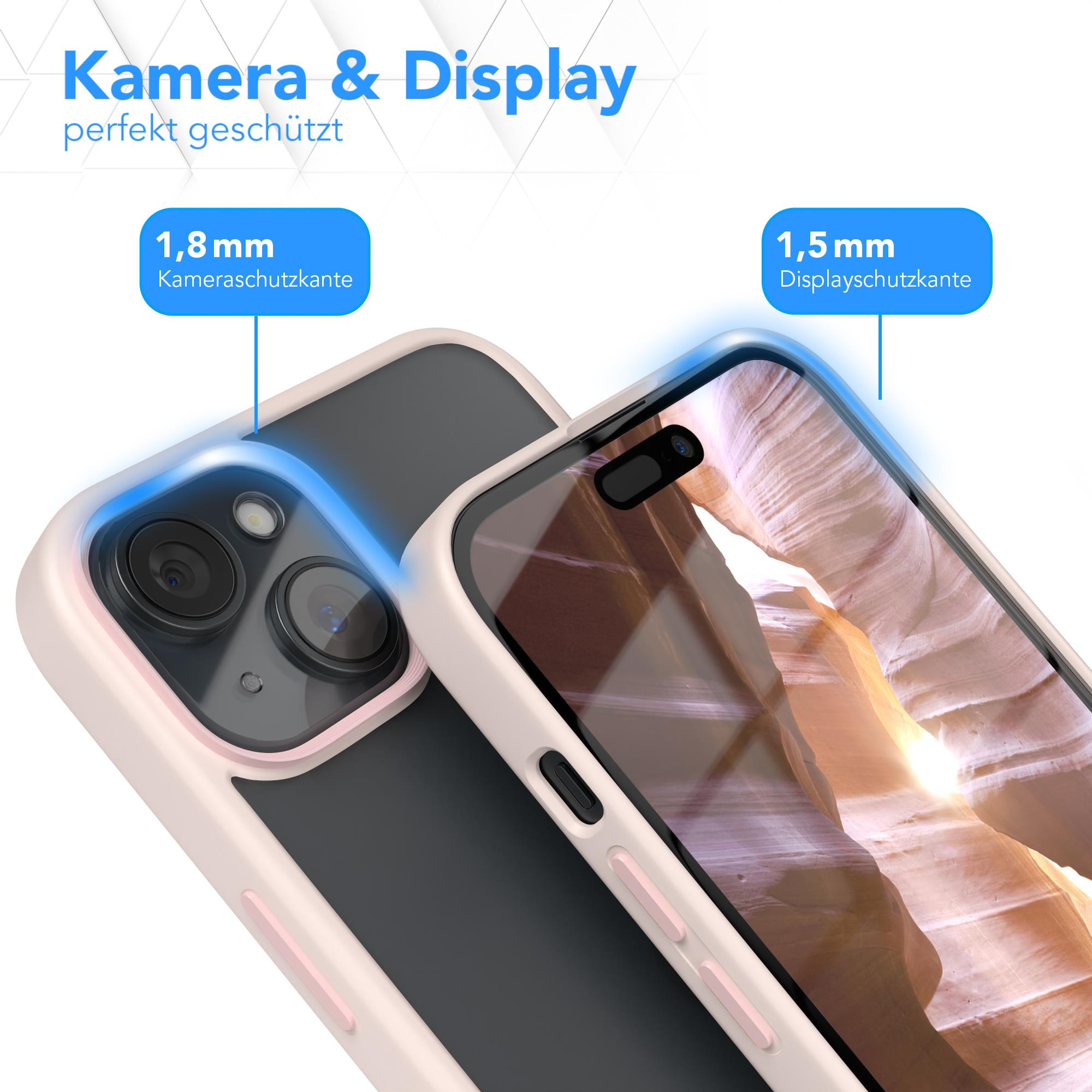 Eine Handyhülle mit Schutzstoßfänger, die Telefondetails und Displayschutz zeigt.