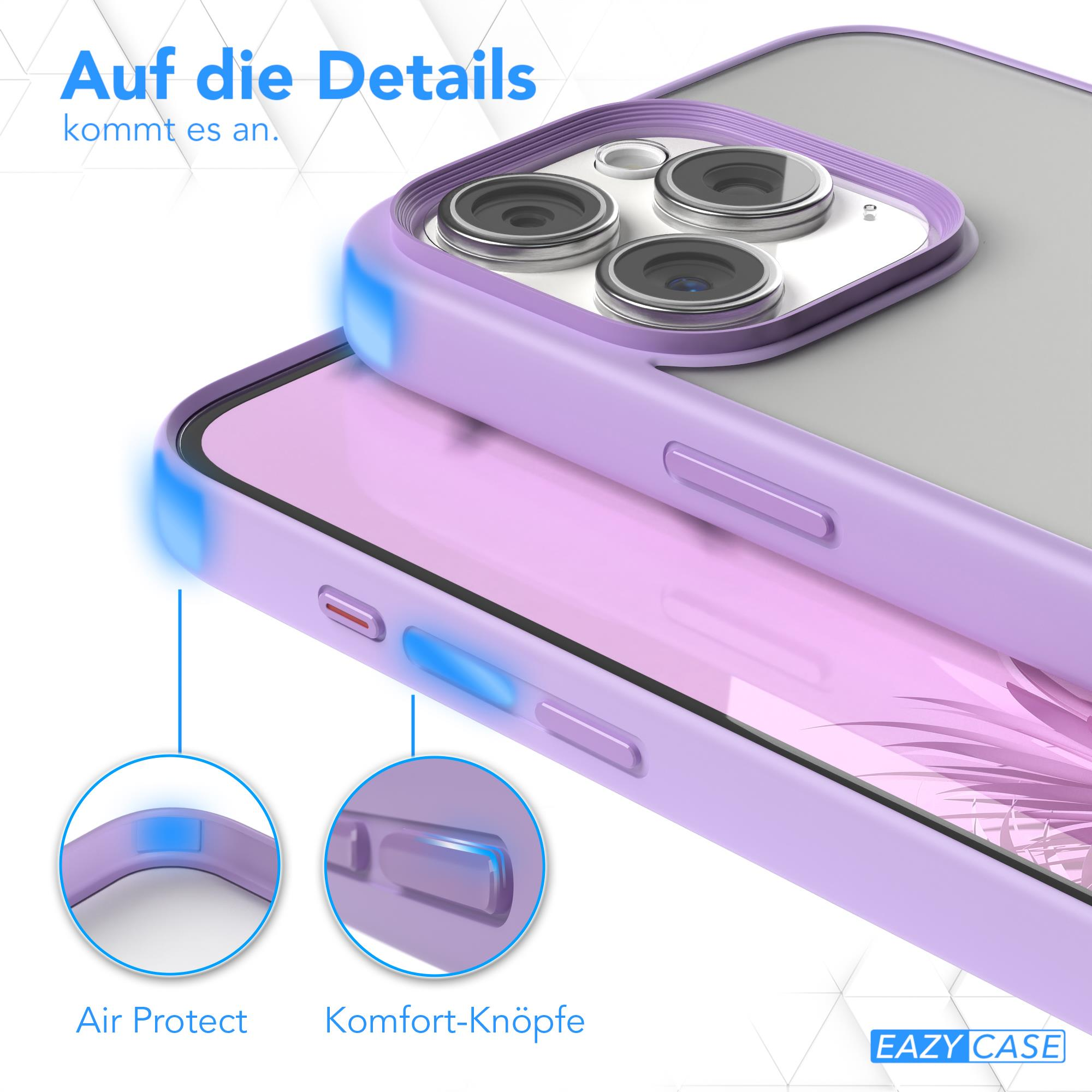 Handyhülle mit lila Rändern, zeigt Details von Tasten und Luftschutz.