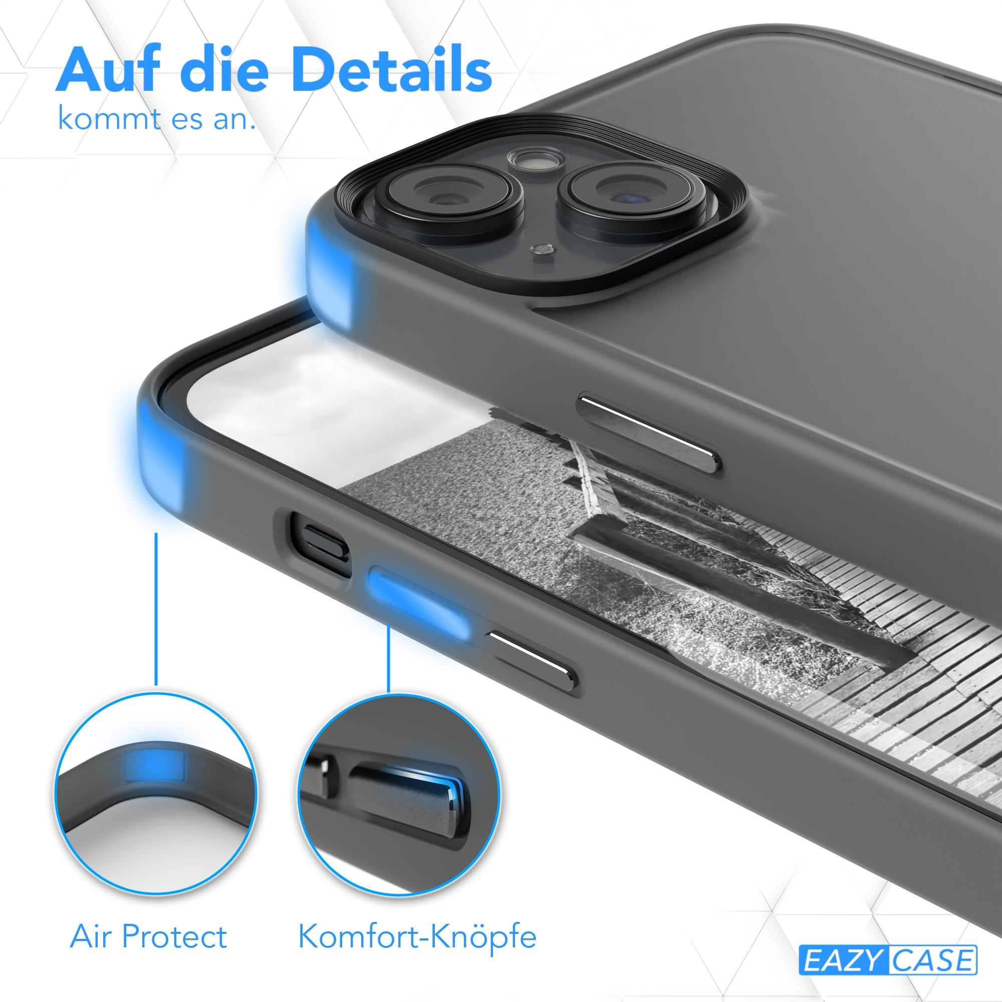 Nahaufnahme der Handyhülle mit Details. Blaue Lichtakzente an den Rändern der Hülle.