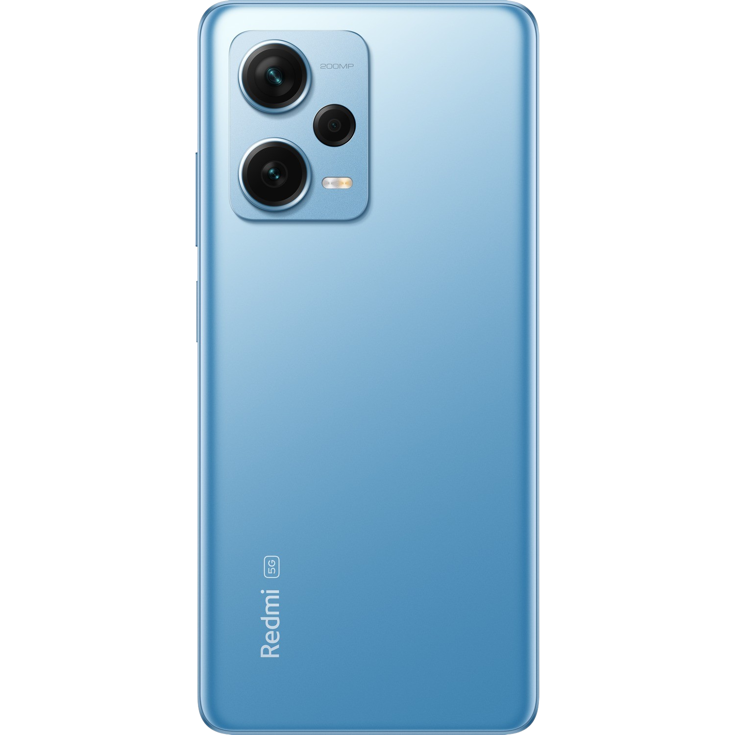 Jasnoniebieski telefon Redmi 5G, pokazujący tył z aparatami.