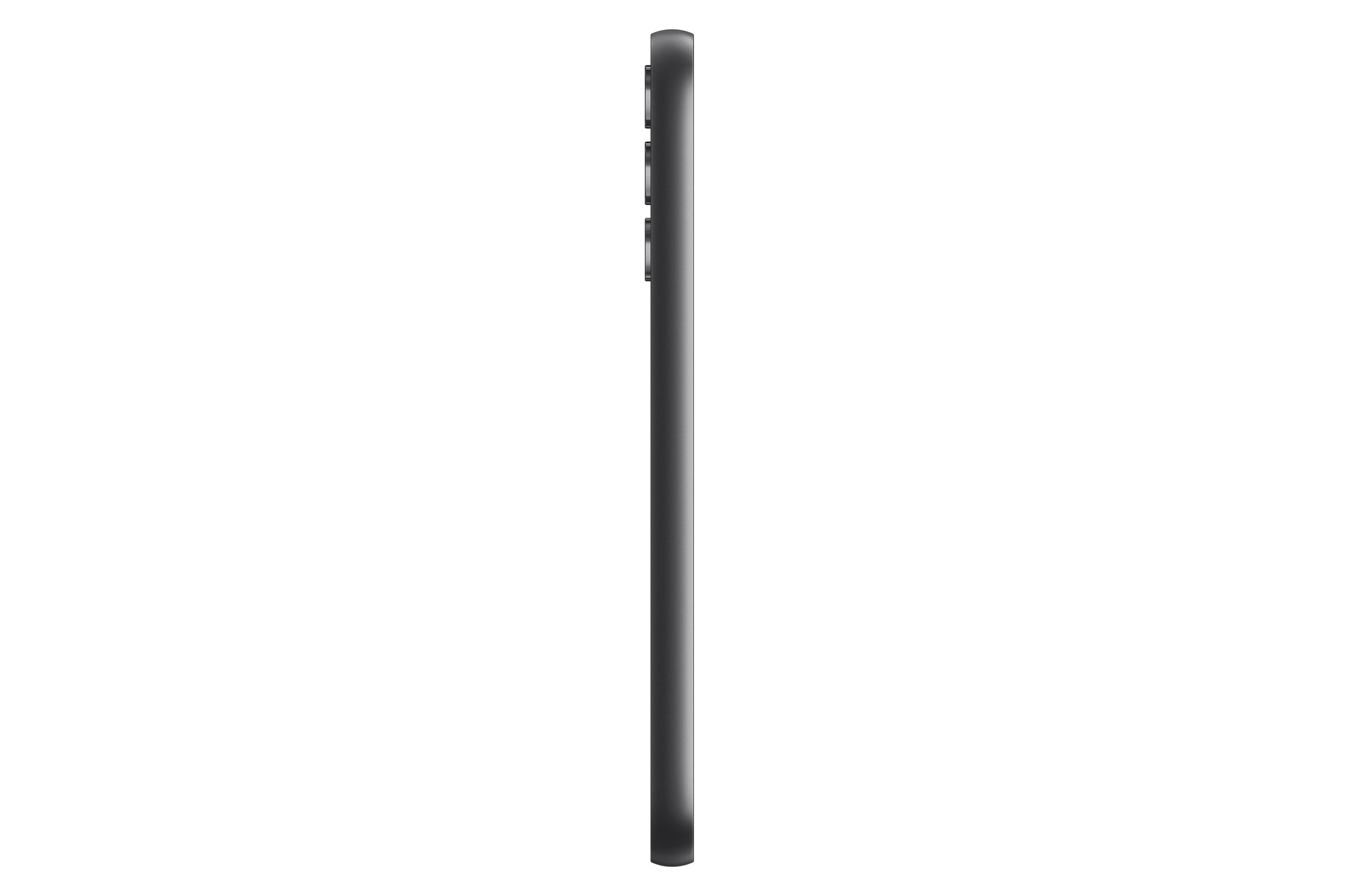 Profil boczny telefonu, pokazujący krawędź i wypukłość aparatu. Telefon jest szary.