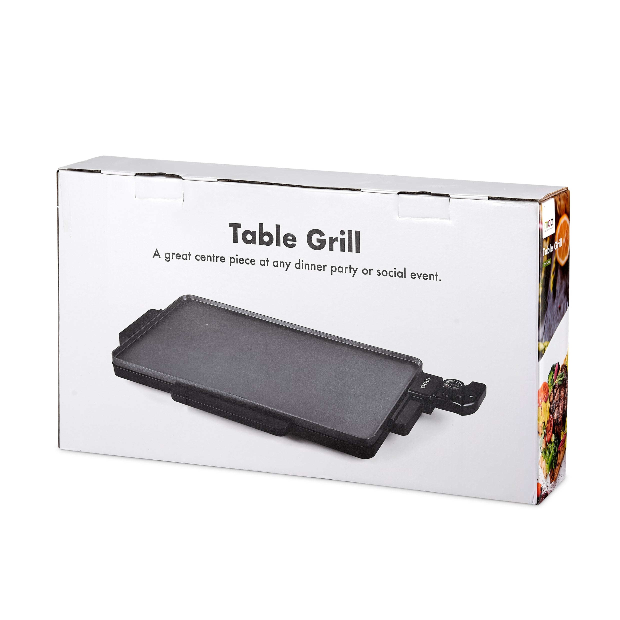 Cardboard box labeled 'Table Grill'. A black grill is visible on the box. White background.