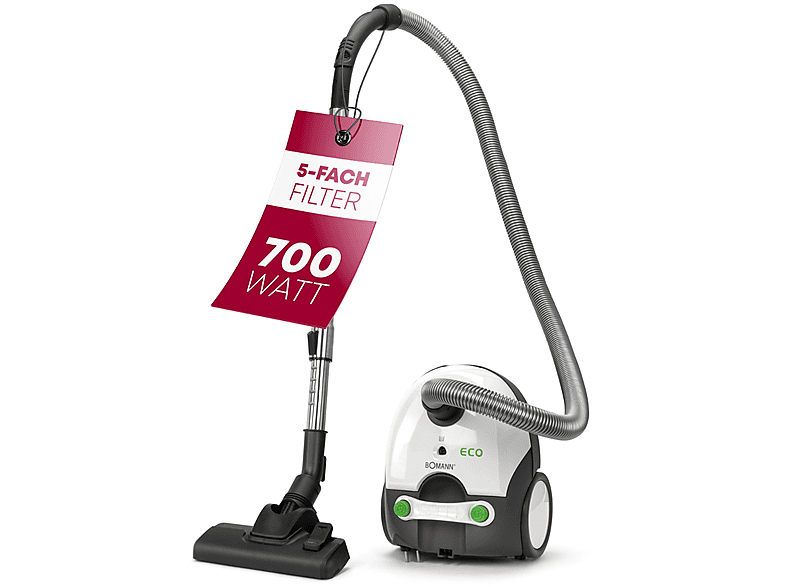 BOMANN BS 9019 CB N Zylinder-Vakuum Bodenstaubsauger, maximale Leistung: 700 Watt, Weiß)