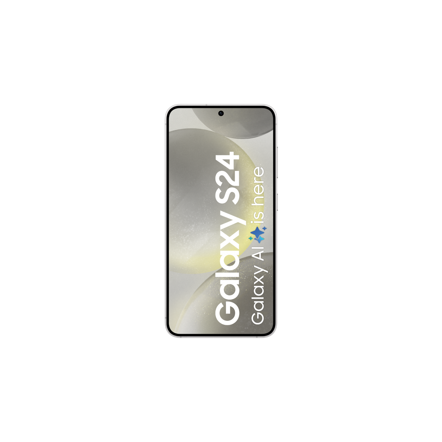 Ein Smartphone mit dem Text "Galaxy S24" auf dem Bildschirm.