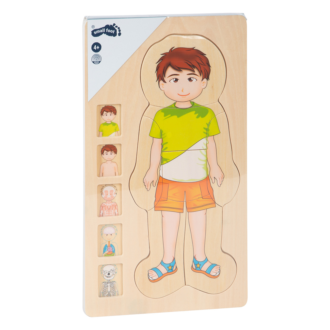 Houten puzzel van een jongen met afneembare lichaamsdelen. Een product van het merk Small Foot.