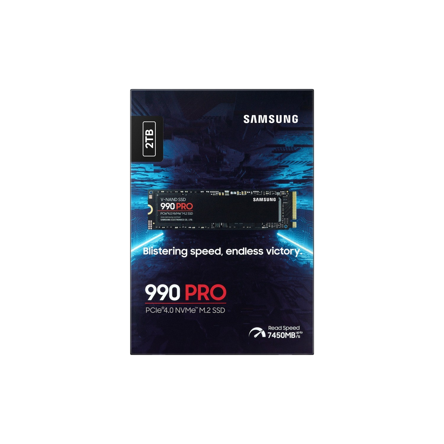 SSD mit Text 990 PRO, Samsung und 2TB. Rasante Geschwindigkeit, endloser Sieg.
