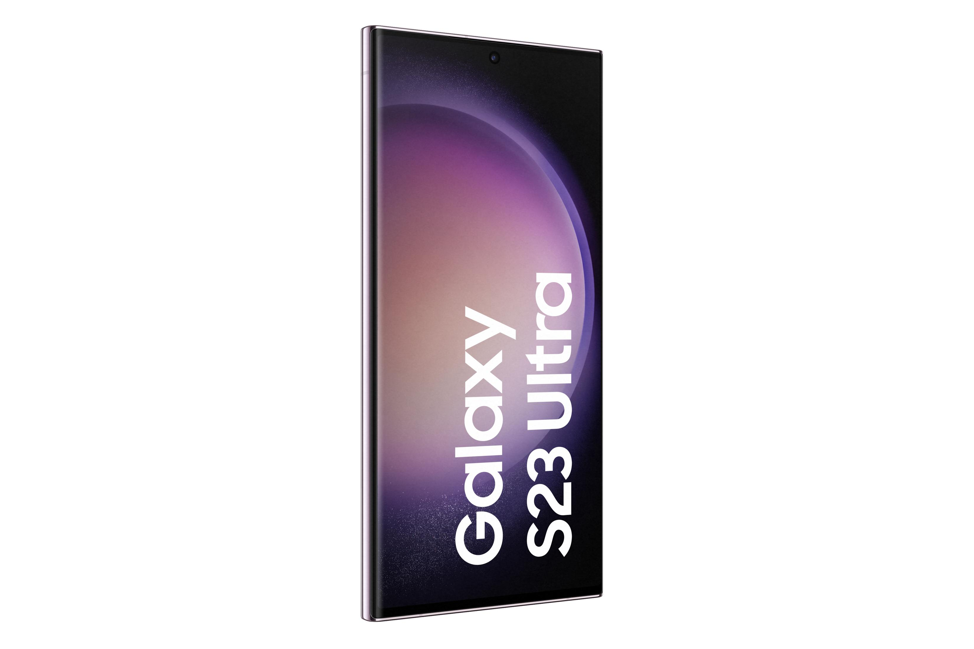 Telefon Samsung Galaxy S23 Ultra. Ekran wyświetla gradientowy kolor.