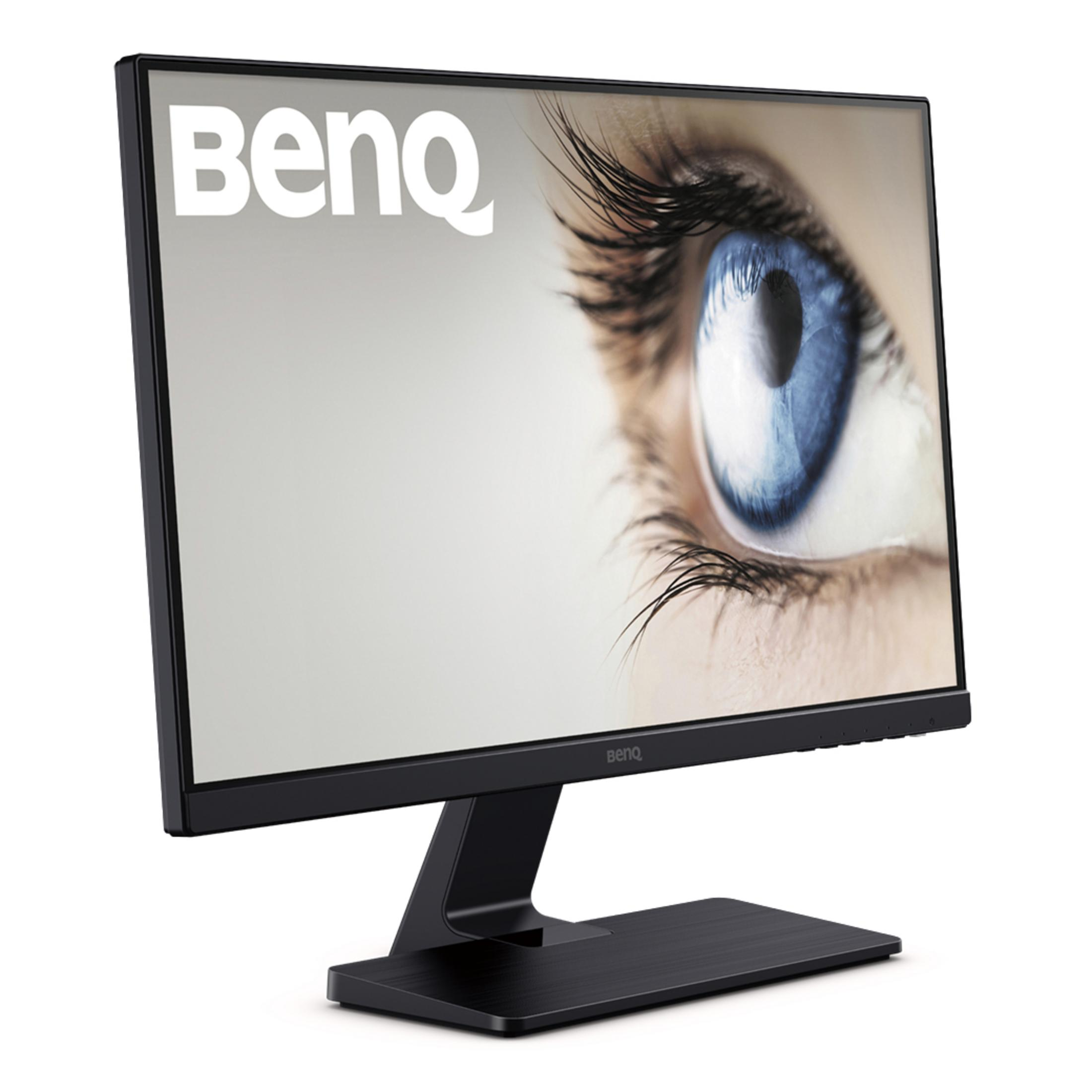 Un monitor BenQ mostra un'immagine di un occhio su sfondo bianco.
