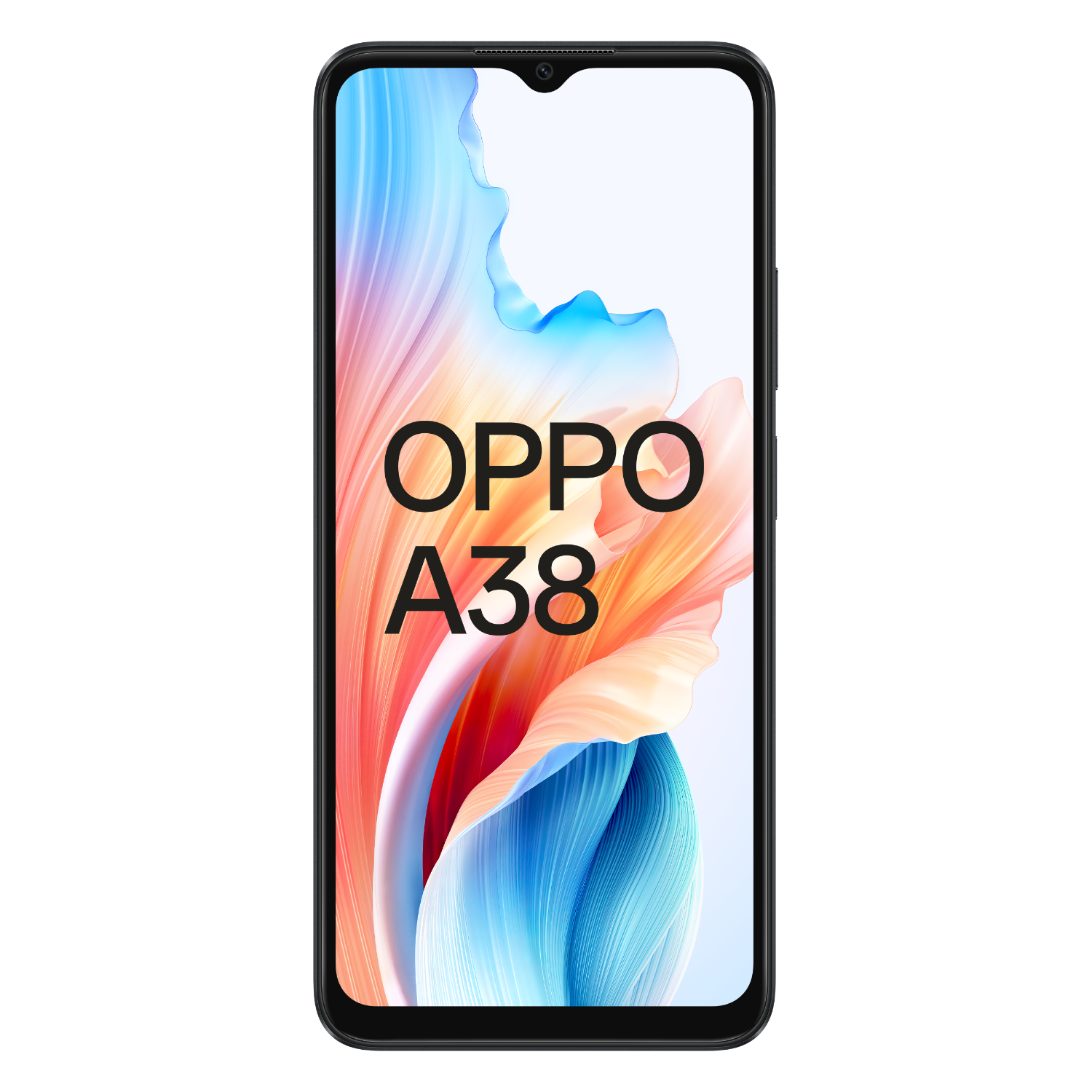 Smartphone OPPO A38 con sfondo colorato e il logo del telefono.