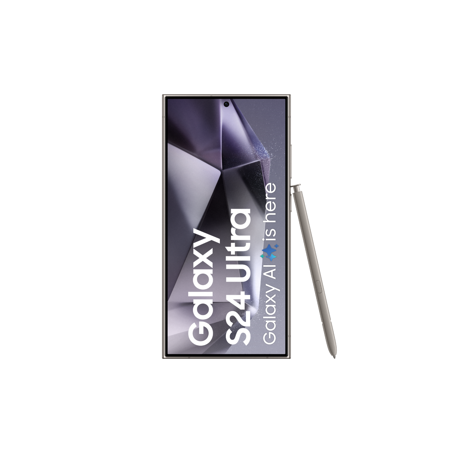 Smartfon z piórem i nakładką tekstową. Telefon jest na czarnym tle.