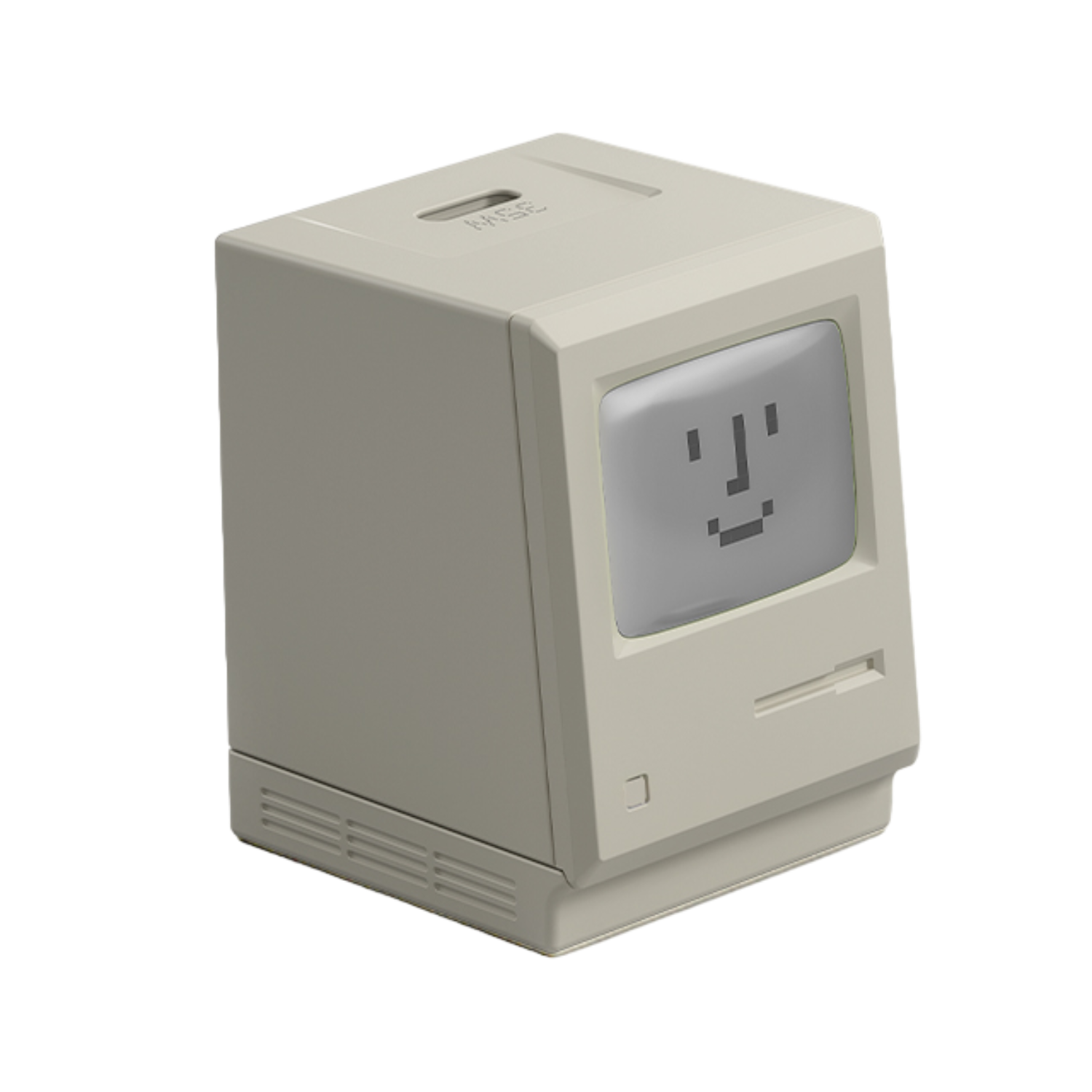 Computer giocattolo in stile vecchio Apple Macintosh. Beige con schermo.